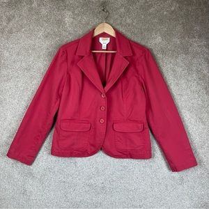 Talbots Jacket Womens 14 Pink Cotton Blend Long Sleeve Button Pockets- 2560*